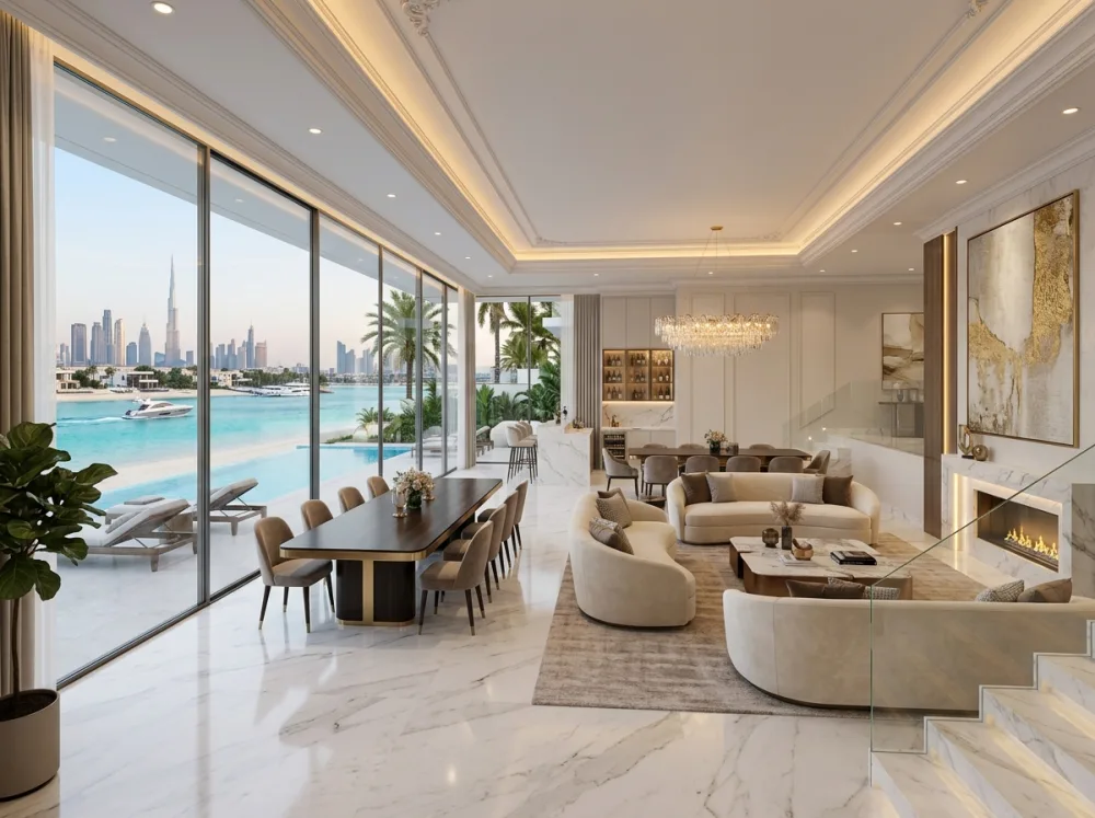 Sobha Sanctuary Dubai - Luxury Living Room with Lagoon View